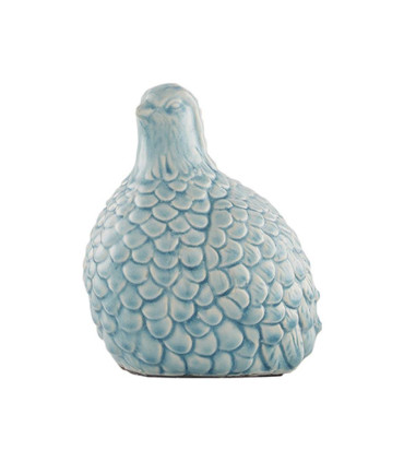 Figura Decorativa Ceramica Angu Codorniz Celeste 18 X 13