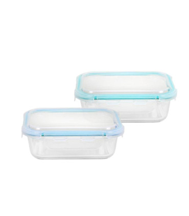 Recipiente 640 Ml De Vidrio Rectangular Con Tapa