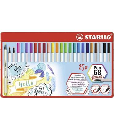 Lata Marcadores Brush Pen Stabilo X25