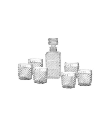 Juego De 7 Piezas Decantador Con Tapa Y 6 Vasos - Barroco