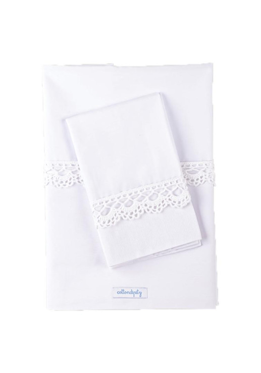 Juego De Sábanas Con Puntilla De Crochet 'jardin' ~ Guarda Blanca | Puntilla Blanca  - Cuna Charriot | Practicuna