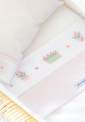 Juego De Sábanas Bordado Capri 'patio' Rosa - Cuna Funcional