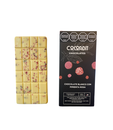 Tableta De Chocolate Blanco Con Pimienta Rosa 80 Gr