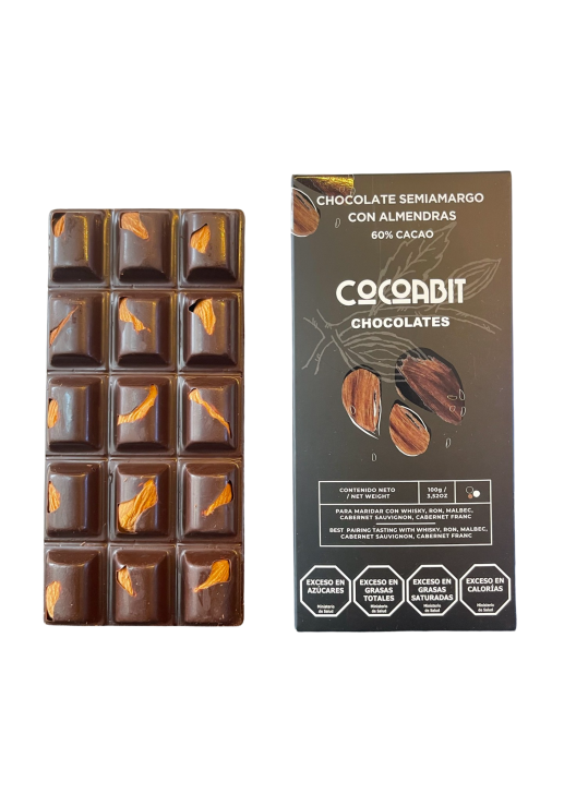 Tableta De Chocolate Semiamargo Con Almendras 100 Gr