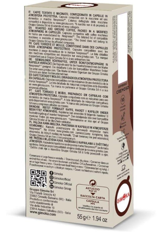 Cápsulas Café Cremoso X 10 Nespresso Compatible