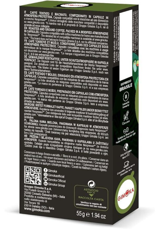 Cápsulas Café Brasile X 10 Nespresso Compatible Aluminio
