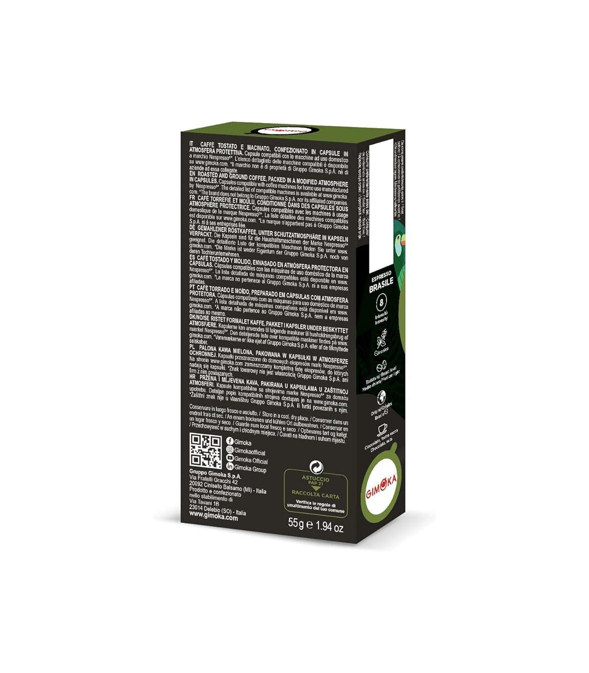 Cápsulas Café Brasile X 10 Nespresso Compatible Aluminio