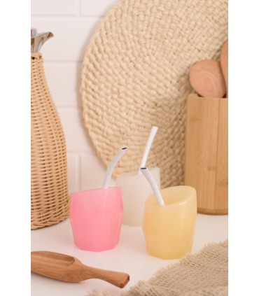 Mate Kika Glitter Con Bombilla Amarillo