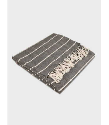 Manta Negra Lisa Con Ribete 125x150
