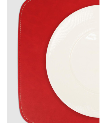 Individual Ecocuero Reversible Rojo/negro