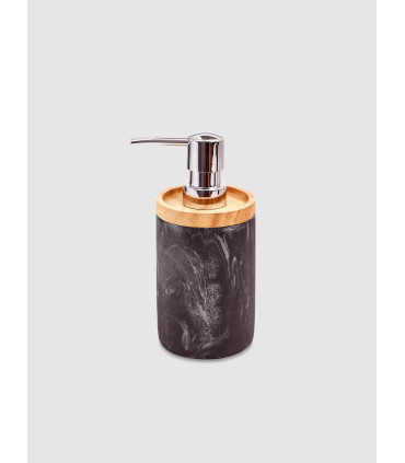 Dispenser Jabón Líquido Carrara wood Negro Cilindro 16,5x7cm