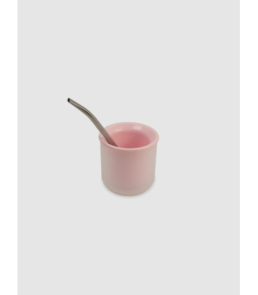 Mate Rosa Pvc Con Extractor Y Bombilla