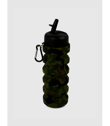 Botella Plegable Verde Camuflada Silicona 550ml