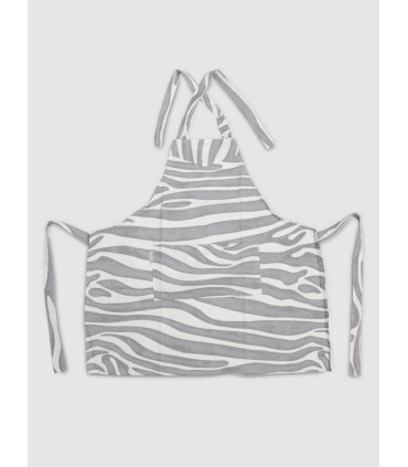 Delantal Zebra Gris Bolsillos