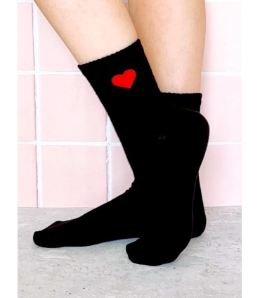 Medias Largas Heart Negra Woman