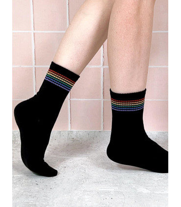 Medias Largas Rainbow Negra Woman