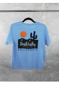 Remera Mujer Estampada Celeste Escote Redondo