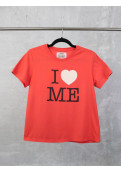 Remera Mujer Estampada Roja Escote Redondo