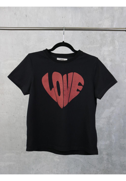 Remera Mujer Estampada Negra Escote Redondo