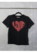 Remera Mujer Estampada Negra Escote Redondo