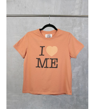 Remera Mujer Estampada Terracota Escote Redondo