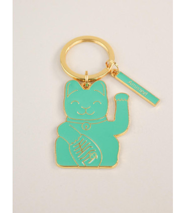 Llavero Verde Agua Lucky Cat
