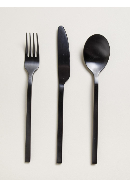 Set Cubiertos Negro Manhattan X3