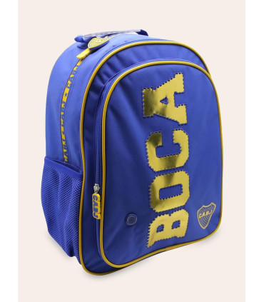 Mochila Boca Jr 16 Pulgadas Azul Y Oro Sonido Espalda