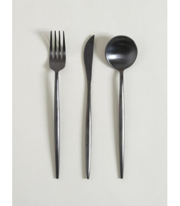 Set Cubiertos Negro Mate Dublin X3