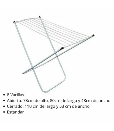 Tendedero Tender Ropa Plegable 8 Varillas