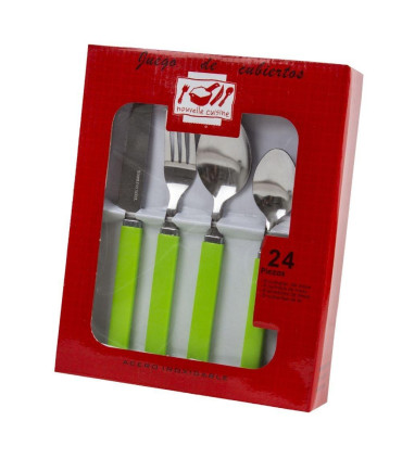 Set De Cubiertos X24 Piezas Rectangular Verde