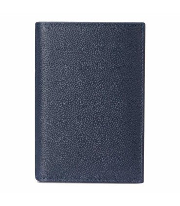Porta Pasaportes Grande De Cuero Con 3 Solapas Francoeur - Azul