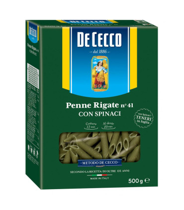 Penne Rigate Con Espinaca De Cecco 500 Gr.