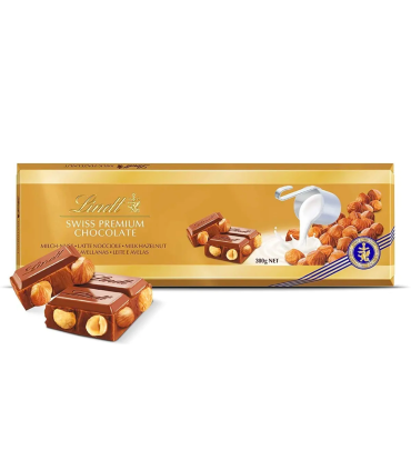Chocolate Lindt Tableta Gold Milk Con Avellanas 300 Gr.