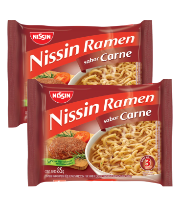 Ramen Nissin Carne 85 Gr. Pack X2