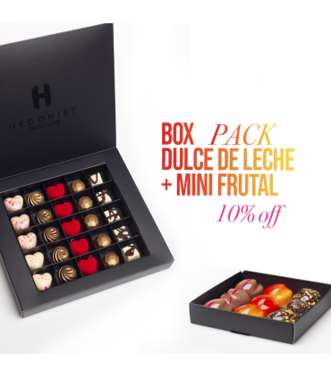 Pack Box Dulce De Leche De Chocolate Belga + Mini Box Frutal Chocolate Belga