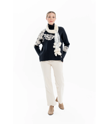 Bufanda Pompon - Blanco