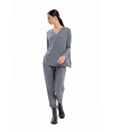 Maxi Remera Violeta - Gris
