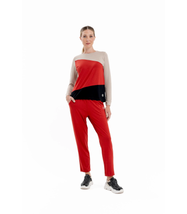 Remera Angela Combinada - Rojo