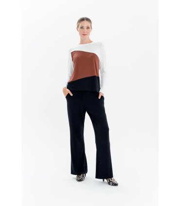 Remera Angela Combinada - Marrón