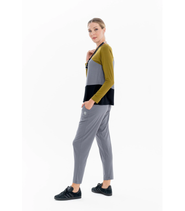 Remera Angela Combinada - Gris