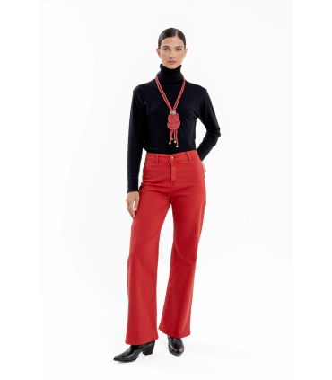 Pantalon Super Recto Gabardina - Rojo