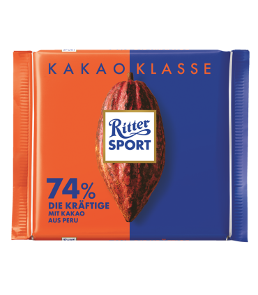 Chocolate 74% Cacao Perú Ritter Sport 100 Gr.