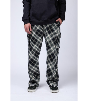 Pantalón Cargo Cuadros Negro