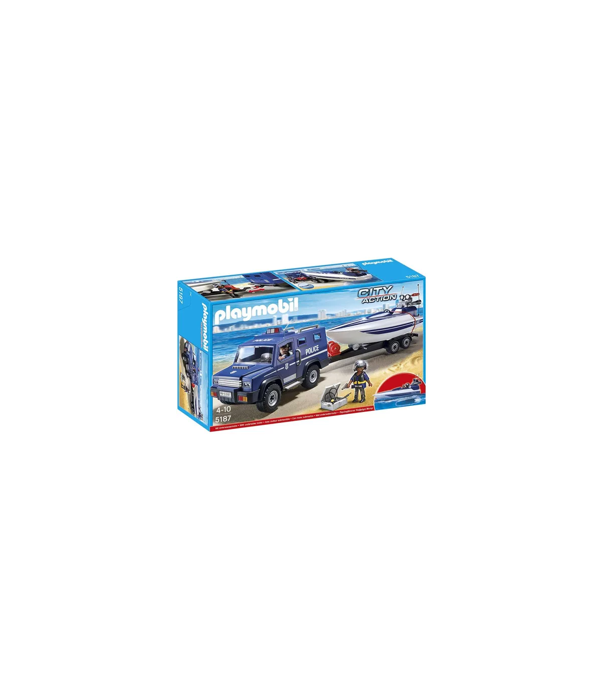 Playmobil Coche Policia Con Lancha