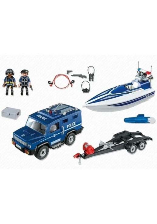 Playmobil Coche Policia Con Lancha