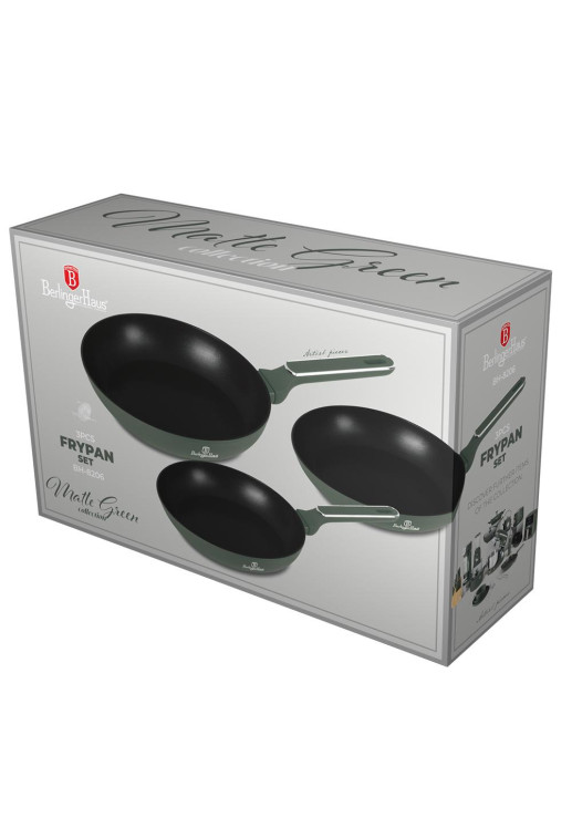Bateria 3 Sartenes Matte Green Collection - Bh/8206