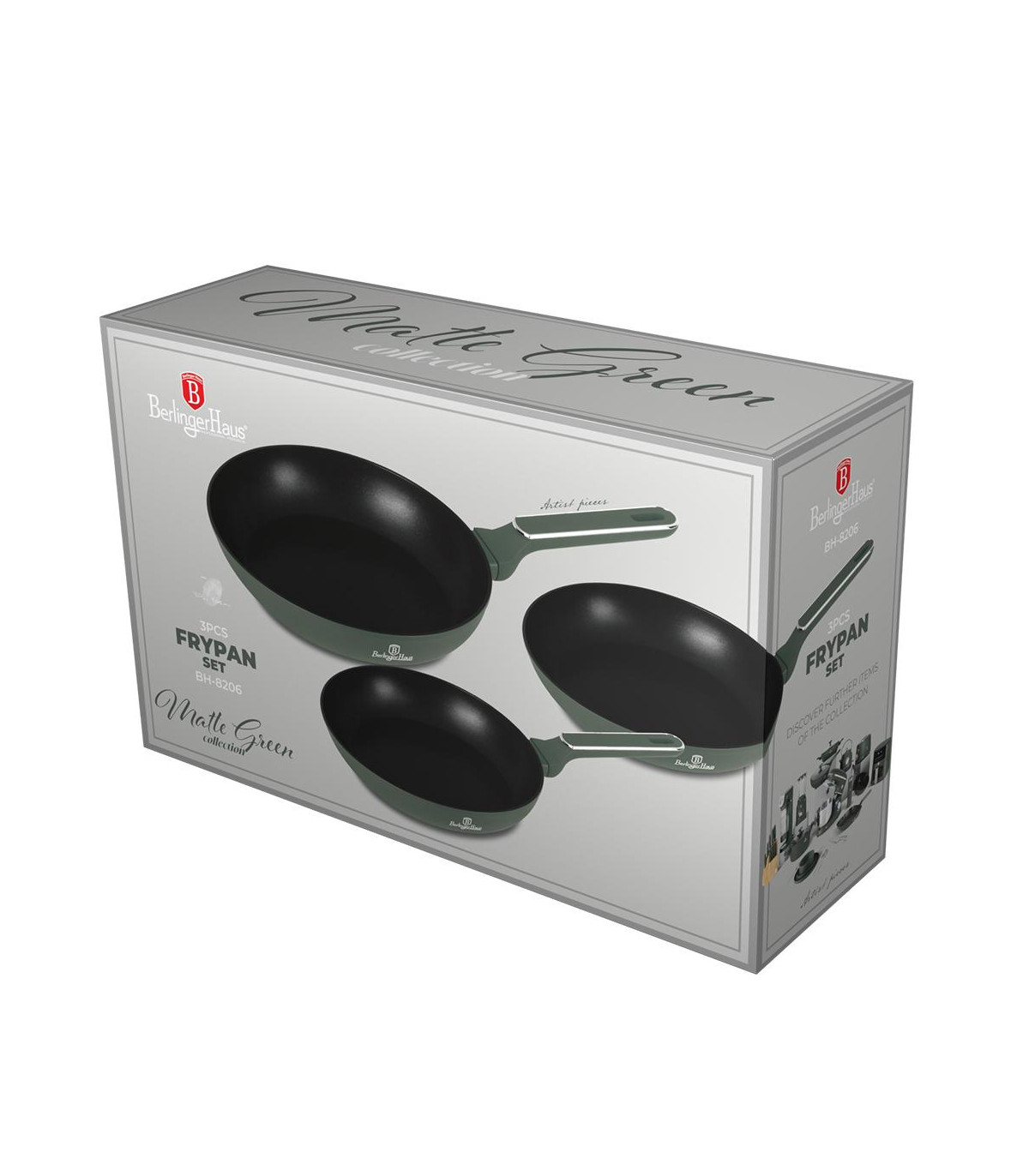 Bateria 3 Sartenes Matte Green Collection - Bh/8206