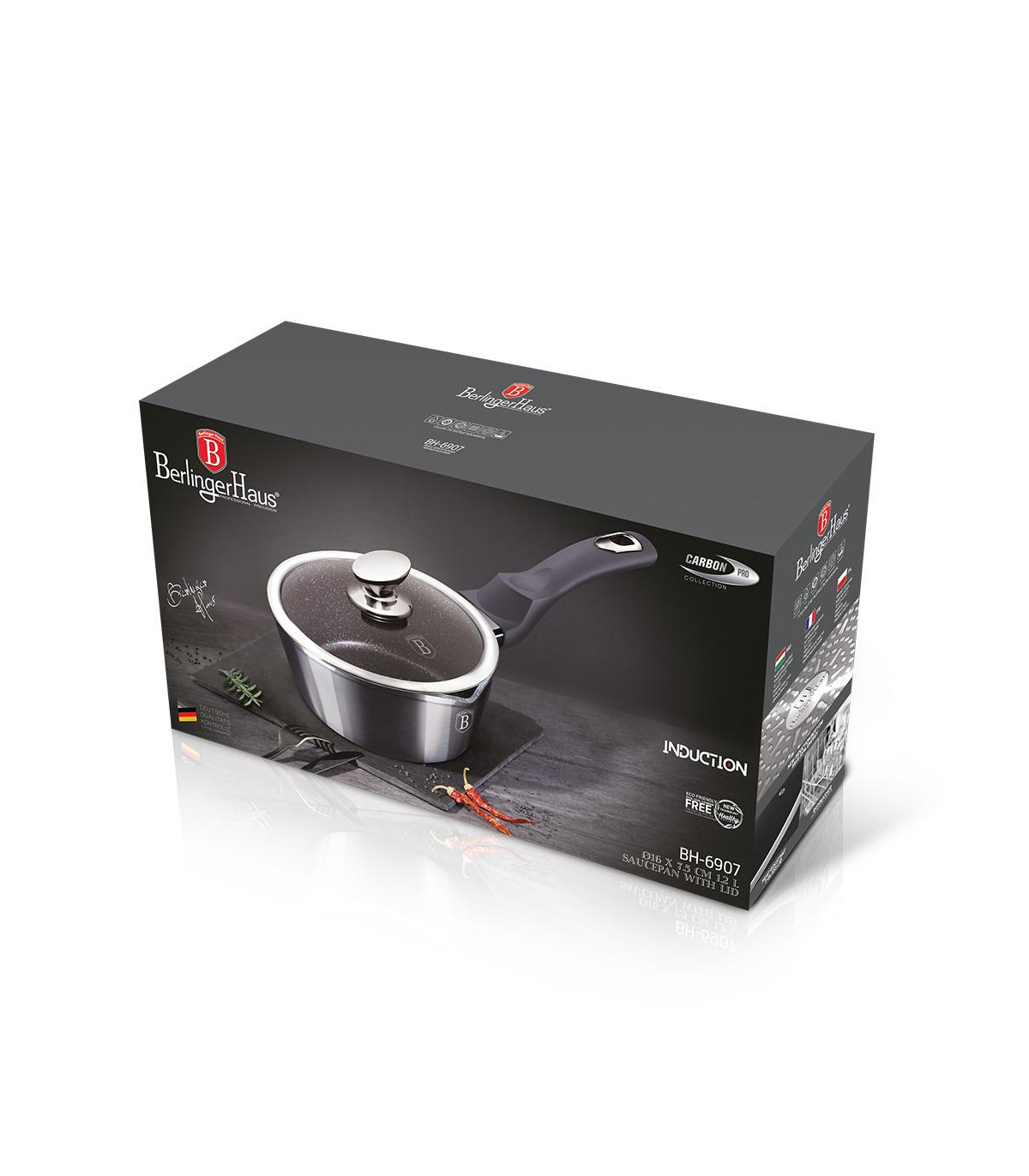 Cacerola Con Mango Y Tapa 16cm Metallic Line Carbon Pro Edition - Bh/6907