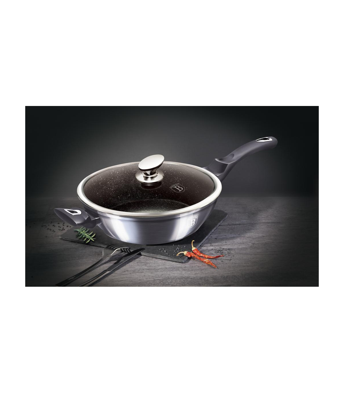 Sarten Profunda Con Tapa 32cm Metallic Line Carbon Pro Edition - Bh/7139